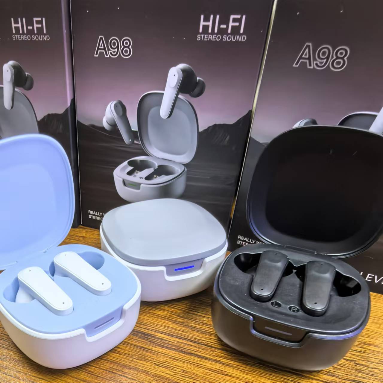 Aloking A98 Bluetooth headset AI intelligent translation headset TWS Hifi Stereo Sound Earpods with charging case Noise Reduction Wireless Bluetooth Earphone Gaming Headphone AI Translator Earbuds