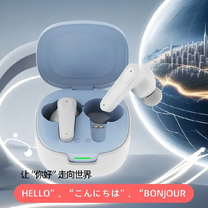 Aloking A98 Bluetooth headset AI intelligent translation headset TWS Hifi Stereo Sound Earpods with charging case Noise Reduction Wireless Bluetooth Earphone Gaming Headphone AI Translator Earbuds