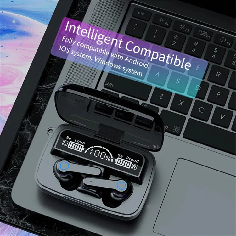 Aloking TWS Wireless Bluetooth Earphone Touch Control HiFi 9D Stereo Sound Noise Reduction Waterproof Low Latency Gaming Headphone With Mic or Android IOS Wireless Earphone Wireless Earpods with Light