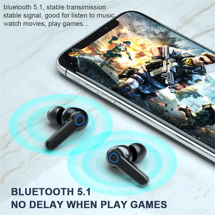Aloking TWS Wireless Bluetooth Earphone Touch Control HiFi 9D Stereo Sound Noise Reduction Waterproof Low Latency Gaming Headphone With Mic or Android IOS Wireless Earphone Wireless Earpods with Light