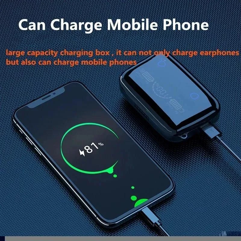 Aloking TWS Wireless Bluetooth Earphone Touch Control HiFi 9D Stereo Sound Noise Reduction Waterproof Low Latency Gaming Headphone With Mic or Android IOS Wireless Earphone Wireless Earpods with Light