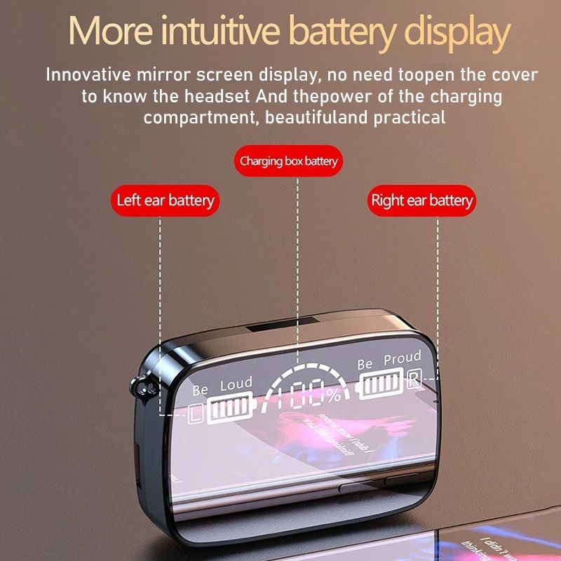 Aloking TWS Wireless Bluetooth Earphone Touch Control HiFi 9D Stereo Sound Noise Reduction Waterproof Low Latency Gaming Headphone With Mic or Android IOS Wireless Earphone Wireless Earpods with Light