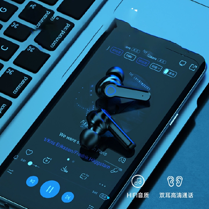 Aloking TWS Wireless Bluetooth Earphone Touch Control HiFi 9D Stereo Sound Noise Reduction Waterproof Low Latency Gaming Headphone With Mic or Android IOS Wireless Earphone Wireless Earpods with Light