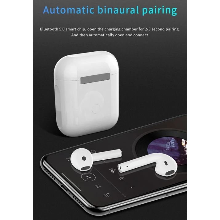 Aloking i12 Airpods TWS Pods Wireless Bluetooth Earbuds True Bluetooth Wireless Earphones HiFi Stereo Headphones For IOS Android Sports Running Headset Gaming Bluetooth Earbuds Waterpoof i12 inpods