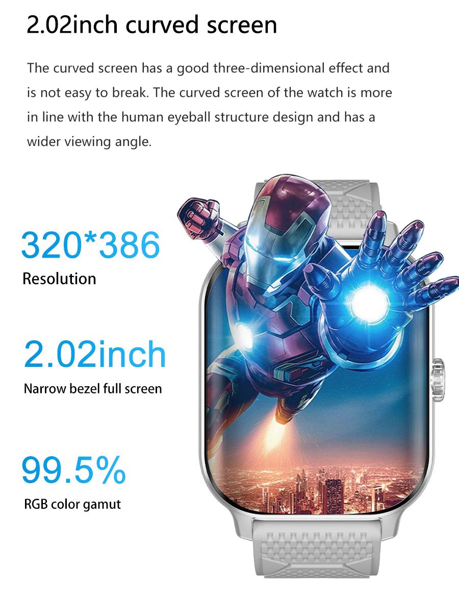 Men Smartwatches Bluetooth Call Touch Screen Smart Watches Sports Smart Watch For Men Gold Watch Silver Watches Smart Band Curved Screen Blood Glucose Heart Rate Monitor Waterproof Smartwatch For Men