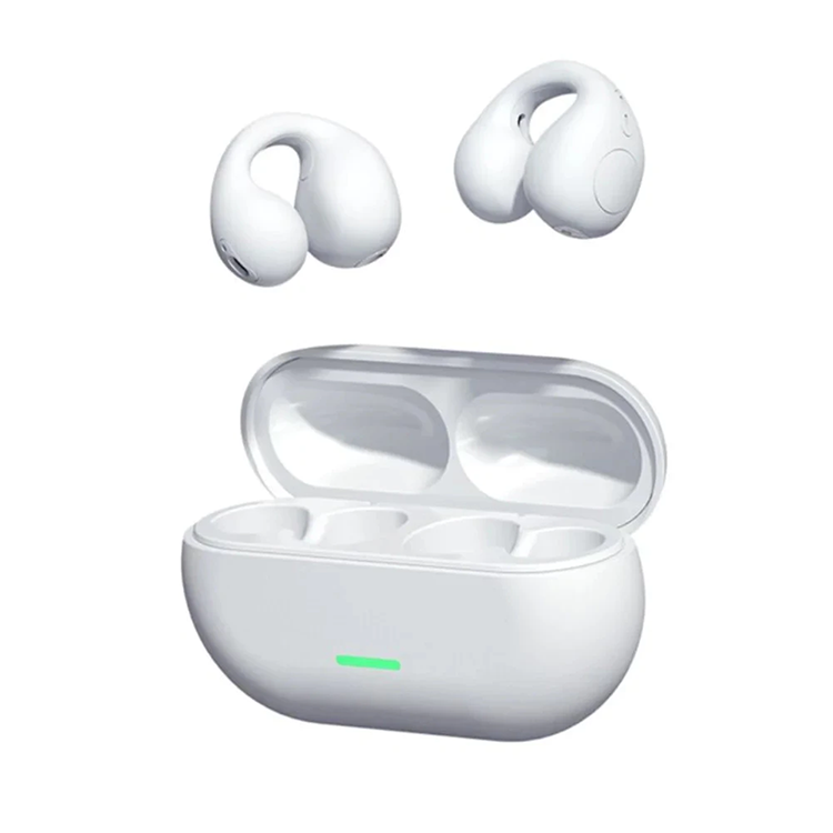 Aloking T75 T7500 Open Ear Bluetooth Headphone Wireless Clip-On Earphones Built-in Mic Bone Conduction Bluetooth Earphone Wireless Earbuds HD Call Noise Reduction Touch Control Earpods Gaming Earbuds