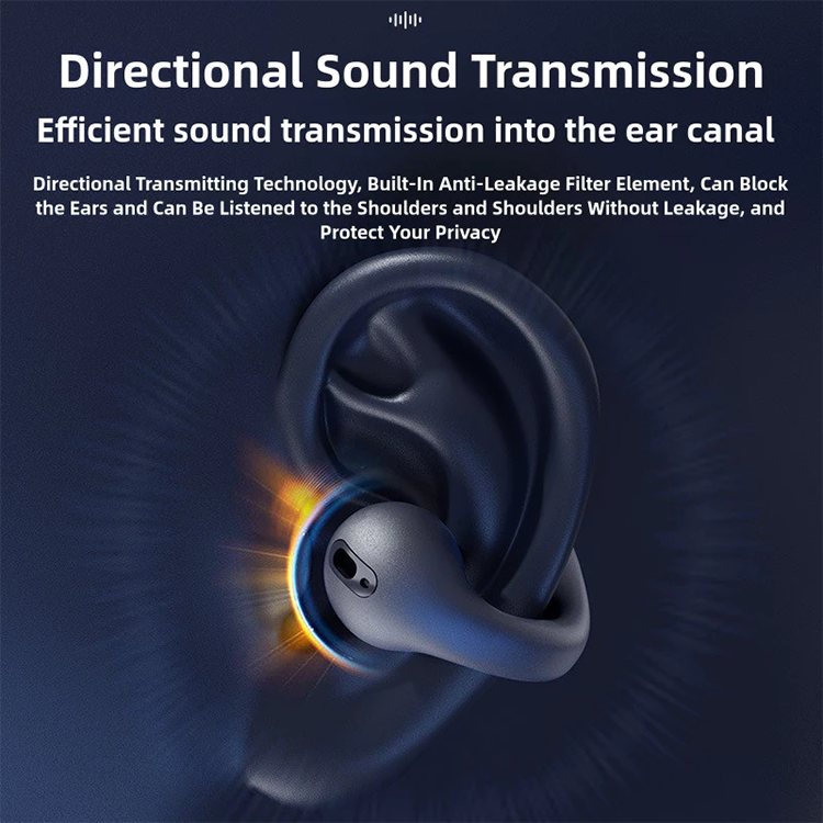 T7500 Bluetooth 5.3 Wireless Bone Conduction Headphones T75 Clip Ear Music Noise Canceling Headset HD Call Sports Gaming Earphone Waterproof Sports Earbuds Bluetooth Earpods HD Call Stereo Sound Pods