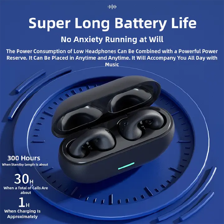 T7500 Bluetooth 5.3 Wireless Bone Conduction Headphones T75 Clip Ear Music Noise Canceling Headset HD Call Sports Gaming Earphone Waterproof Sports Earbuds Bluetooth Earpods HD Call Stereo Sound Pods