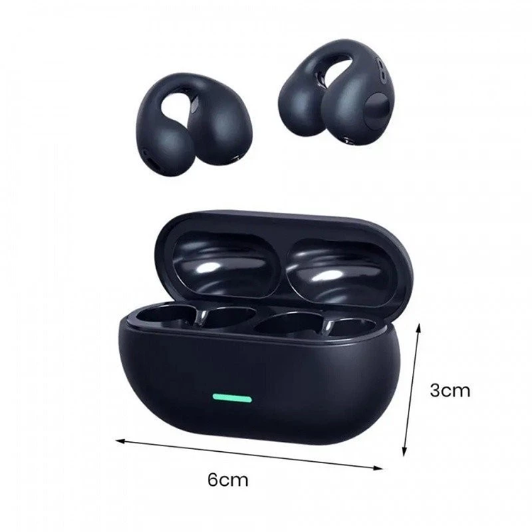 Aloking T75 T7500 Open Ear Bluetooth Headphone Wireless Clip-On Earphones Built-in Mic Bone Conduction Bluetooth Earphone Wireless Earbuds HD Call Noise Reduction Touch Control Earpods Gaming Earbuds