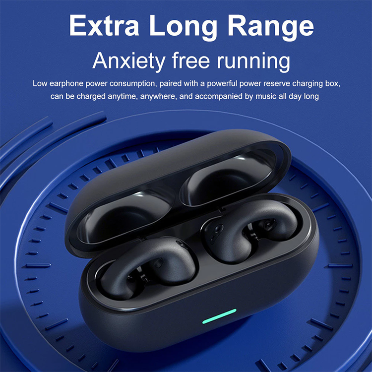 T7500 Bluetooth 5.3 Wireless Bone Conduction Headphones T75 Clip Ear Music Noise Canceling Headset HD Call Sports Gaming Earphone Waterproof Sports Earbuds Bluetooth Earpods HD Call Stereo Sound Pods