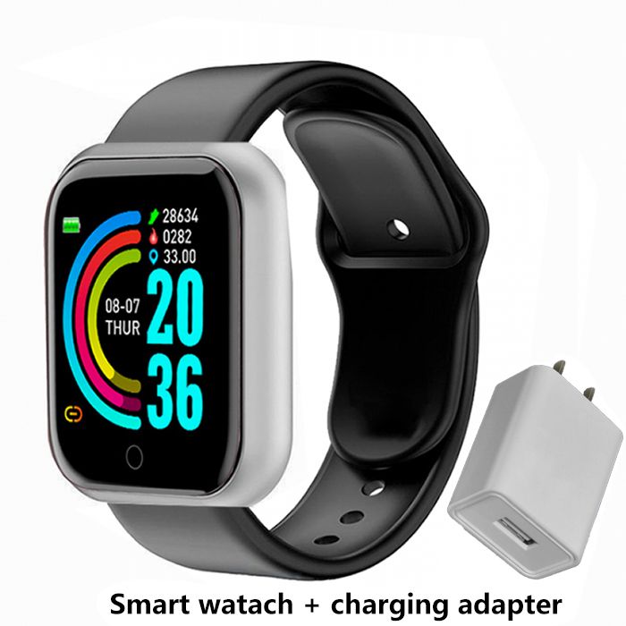 Fitness Sports Smart Watch Y68 Smart Wristbands Waterproof Pedometer Color Screen Walk Step Counter Men Women Watch Smart Bracelets Digital Watch Kids Smart Watch Sport Watches with Charging Adapter