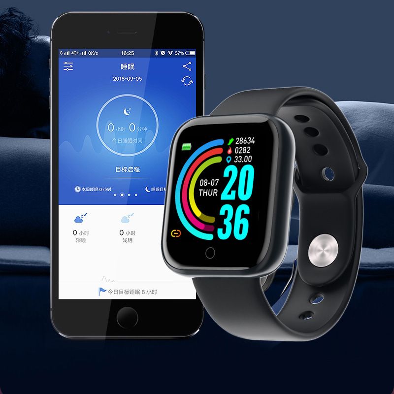 Fitness Sports Smart Watch Y68 Smart Wristbands Waterproof Pedometer Color Screen Walk Step Counter Men Women Watch Smart Bracelets Digital Watch Kids Smart Watch Sport Watches with Charging Adapter