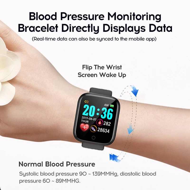 Fitness Sports Smart Watch Y68 Smart Wristbands Waterproof Pedometer Color Screen Walk Step Counter Men Women Watch Smart Bracelets Digital Watch Kids Smart Watch Sport Watches with Charging Adapter