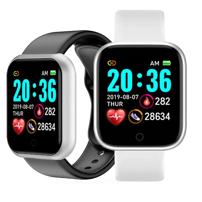 Fitness Sports Smart Watch Y68 Smart Wristbands Waterproof Pedometer Color Screen Walk Step Counter Men Women Watch Smart Bracelets Digital Watch Kids Smart Watch Sport Watches with Charging Adapter