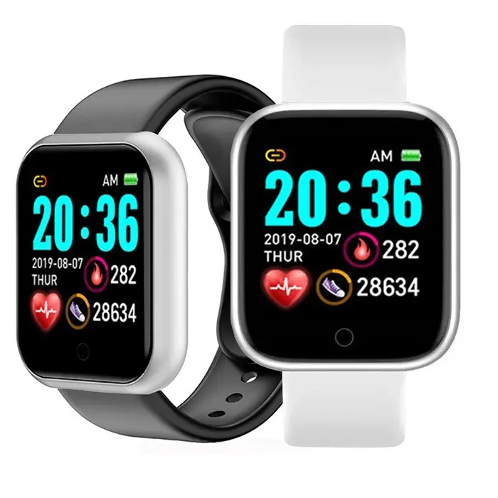 Fitness Sports Smart Watch Y68 Smart Wristbands Waterproof Pedometer Color Screen Walk Step Counter Men Women Watch Smart Bracelets Digital Watch Kids Smart Watch Sport Watches with Charging Adapter