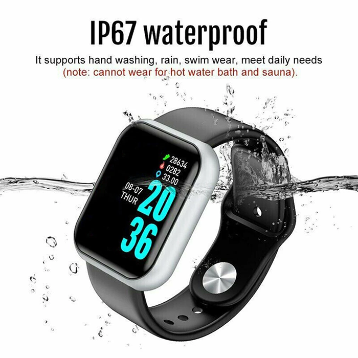 Fitness Sports Smart Watch Y68 Smart Wristbands Waterproof Pedometer Color Screen Walk Step Counter Men Women Watch Smart Bracelets Digital Watch Kids Smart Watch Sport Watches with Charging Adapter