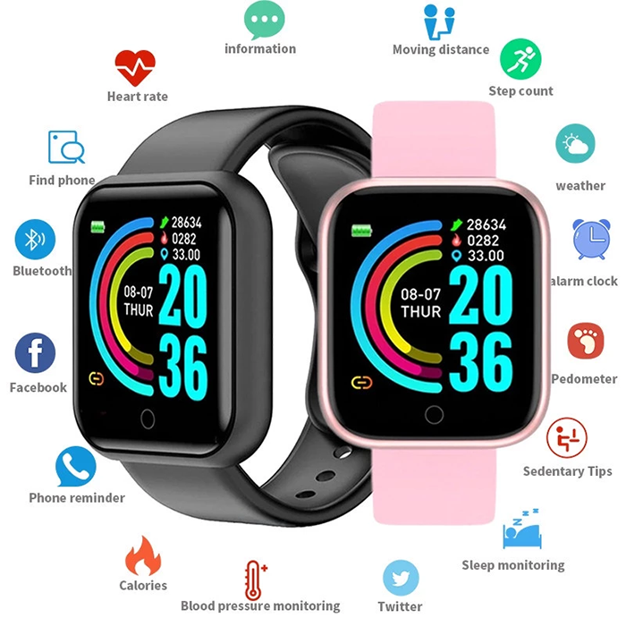 y68 smart watch with charger Bluetooth call Men Smart Watch waterproof Touch Control Smartwatches Heart Rate Monitor Unisex Watch Women sports watch wrist Watch Couple watch digital watch kids watch
