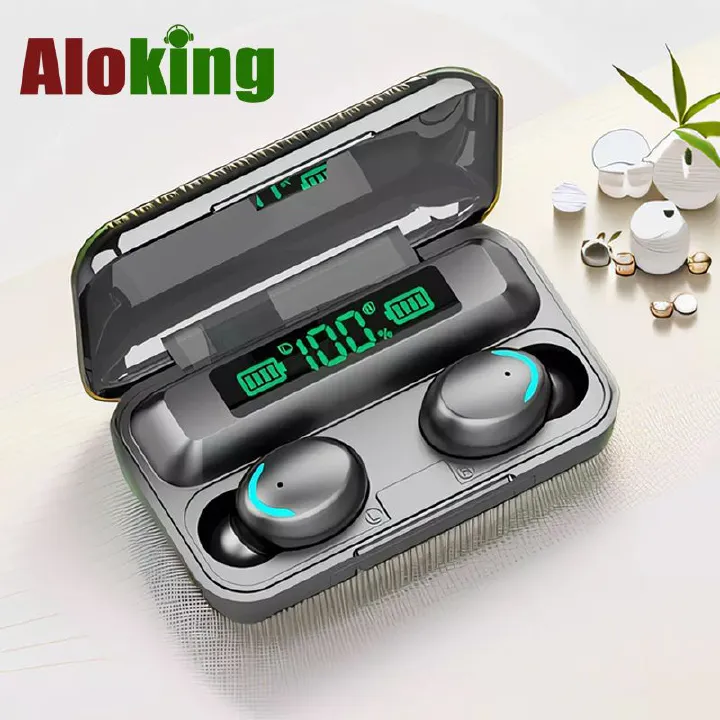 Aloking F9 TWS Wireless Bluetooth Earphone Noise Reduction Hifi Stereo Sound Music Headset With Mic For Smartphones Wireless Bluetooth Headphones Gaming Wireless Earbuds LED Display Wireless Earpods