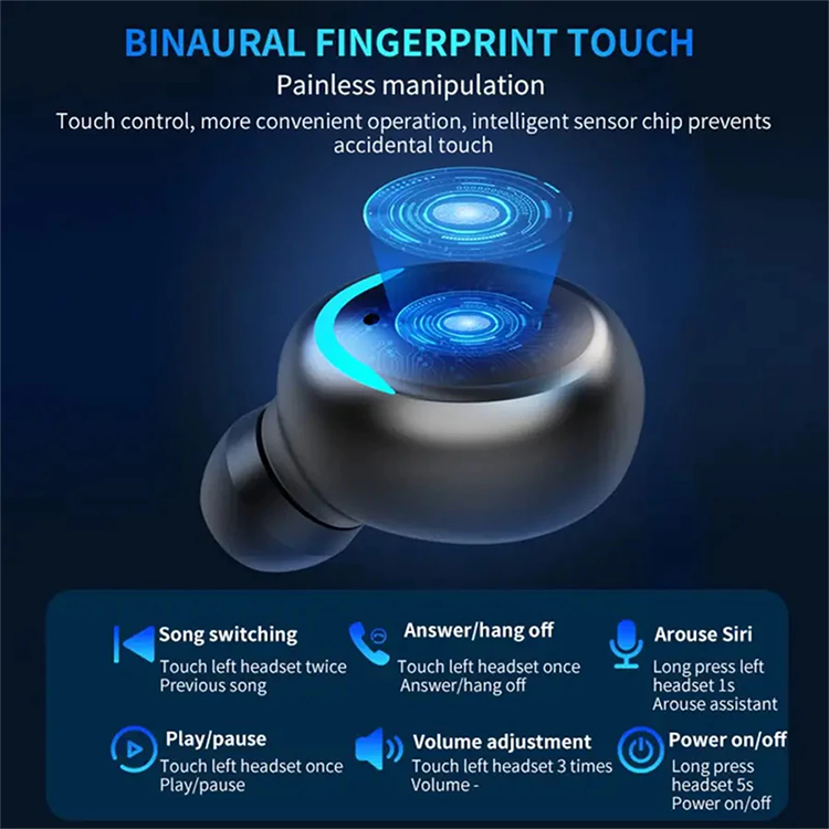 Aloking F9 Earpods Wireless Bluetooth Earphone Waterproof headphones bluetooth earphones LED TWS Earbud Noise Cancelling headset with mic wireless earphone gaming headset Bluetooth earpods for android