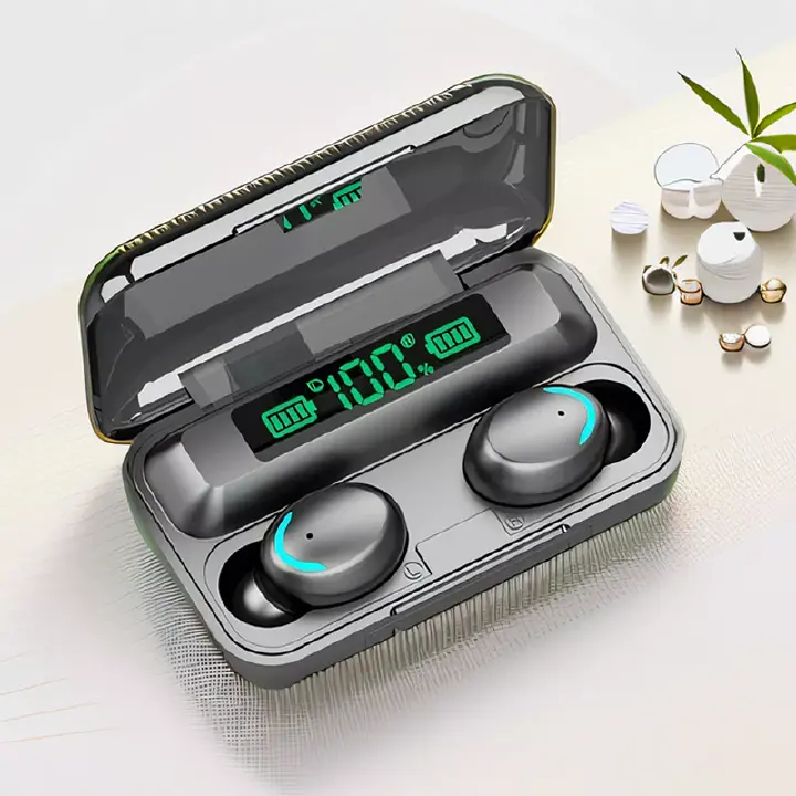 Aloking F9 Earpods Wireless Bluetooth Earphone Waterproof headphones bluetooth earphones LED TWS Earbud Noise Cancelling headset with mic wireless earphone gaming headset Bluetooth earpods for android