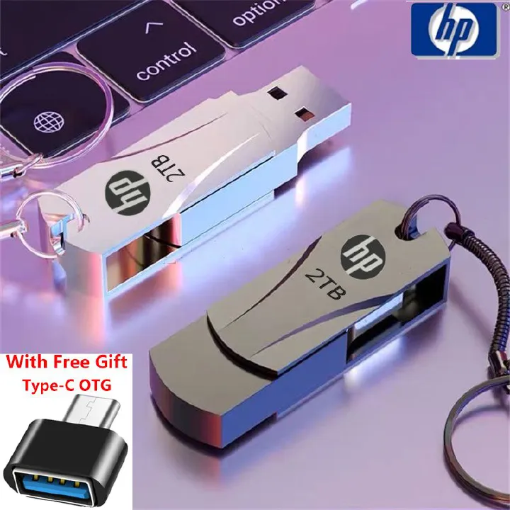 USB Flash Drive Metal Pendrive 2TB 1TB 128GB 64GB 32GB 16GB 8GB 4GB USB Flash Drive Memory Stick U Disk 2.0 HP Usb Flash Drives Storage Disk Flashdrive Pen Drive Flash Drive Type C OTG USB To Type C