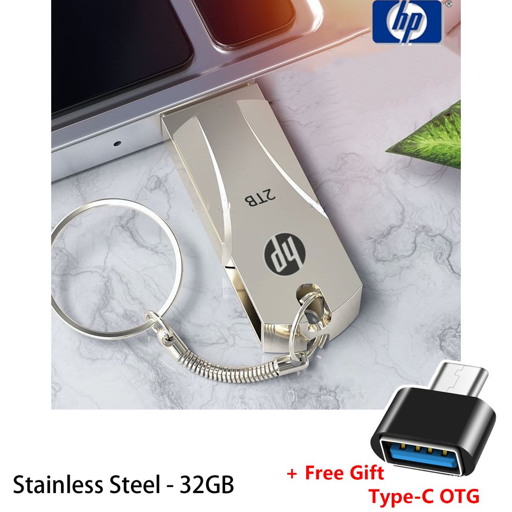 USB Flash Drive Metal Pendrive 2TB 1TB 128GB 64GB 32GB 16GB 8GB 4GB USB Flash Drive Memory Stick U Disk 2.0 HP Usb Flash Drives Storage Disk Flashdrive Pen Drive Flash Drive Type C OTG USB To Type C