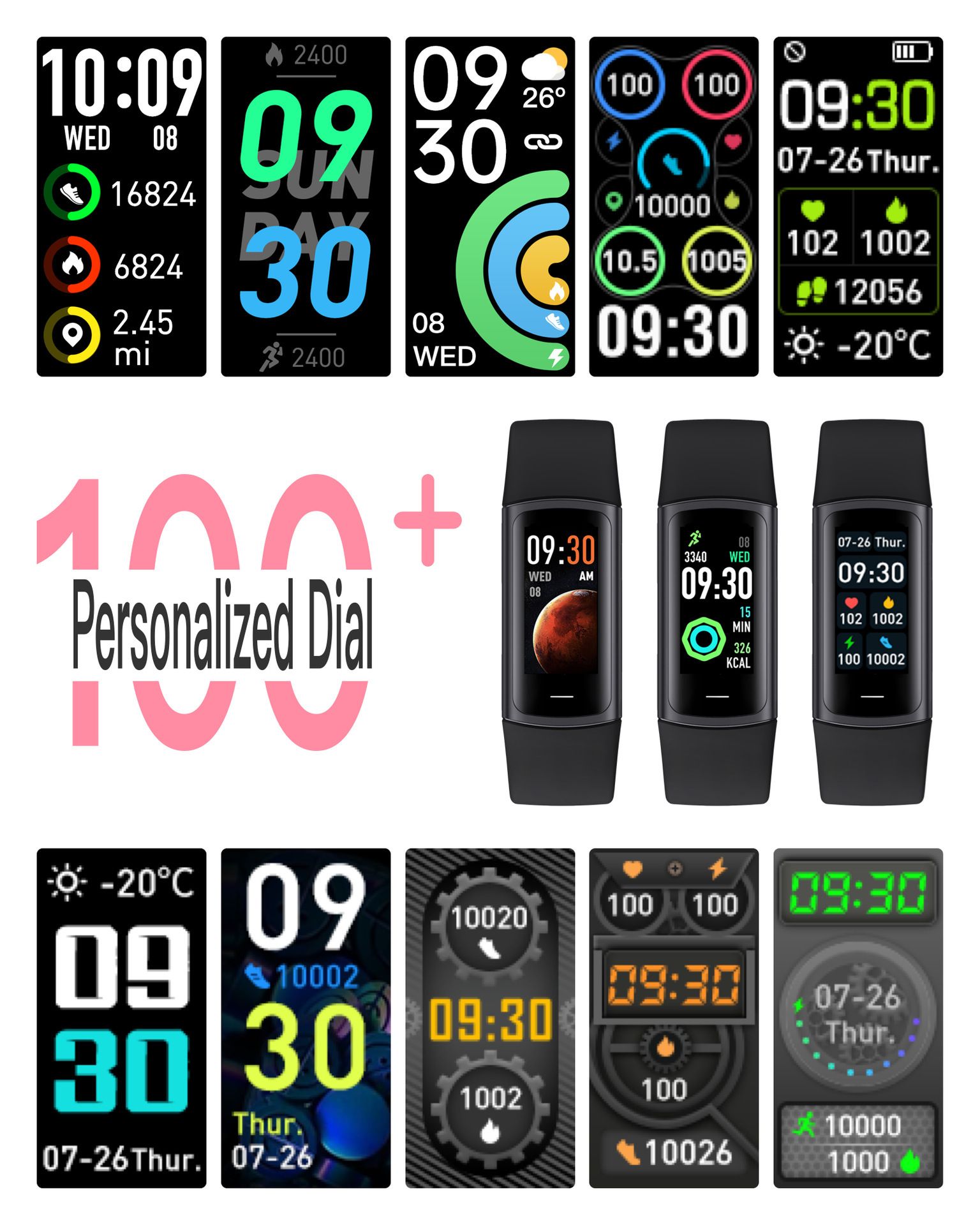 Women Smart Watch C68L Blood Oxygen Heart Rate Blood Pressure Meter Step Smart Bracelet Phone Reminder Ladies Watch Women's Sport Watch Smart Bracelet Waterproof Woman Wrist Watch Bluetooth Smartwatch