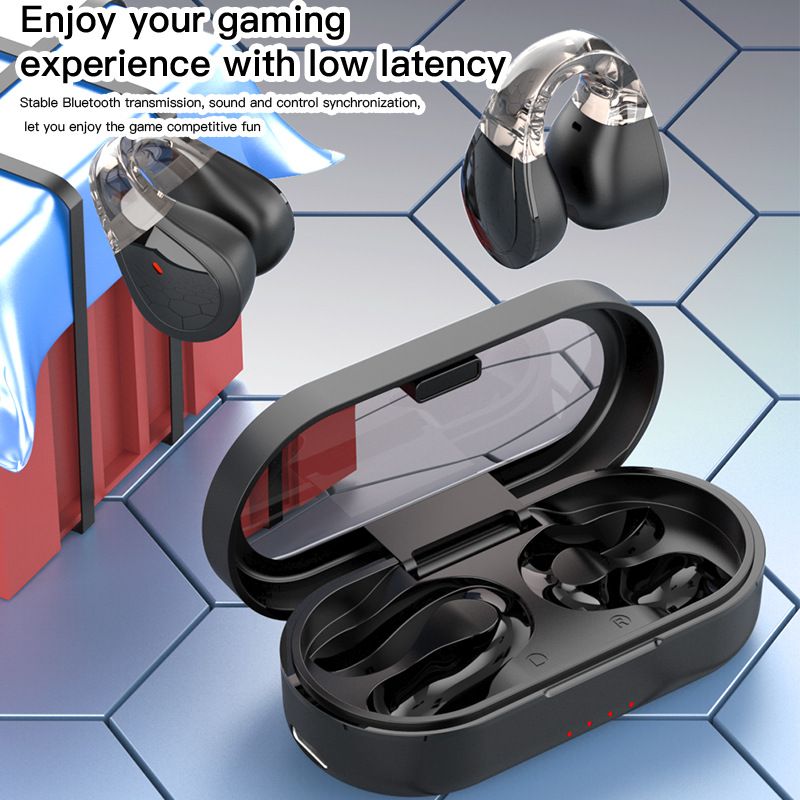 Aloking clip earbuds Wireless Bluetooth Earphones TWS Clip On Ear Wireless Earbuds Bluetooth Headset Bone Conduction Earphone clip earpods BT headphones With Mic Wireless Earphones for android iphone