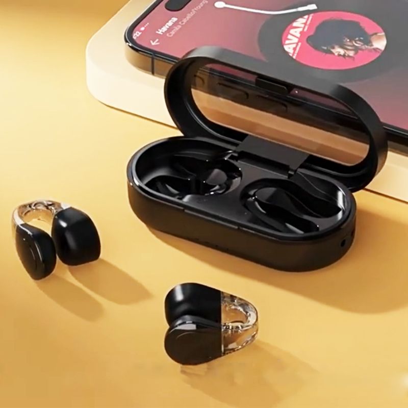 Aloking clip earbuds Wireless Bluetooth Earphones TWS Clip On Ear Wireless Earbuds Bluetooth Headset Bone Conduction Earphone clip earpods BT headphones With Mic Wireless Earphones for android iphone