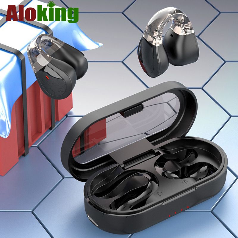 Aloking clip earbuds Wireless Bluetooth Earphones TWS Clip On Ear Wireless Earbuds Bluetooth Headset Bone Conduction Earphone clip earpods BT headphones With Mic Wireless Earphones for android iphone