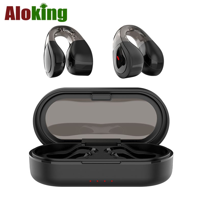 Aloking clip earbuds Wireless Bluetooth Earphones TWS Clip On Ear Wireless Earbuds Bluetooth Headset Bone Conduction Earphone clip earpods BT headphones With Mic Wireless Earphones for android iphone