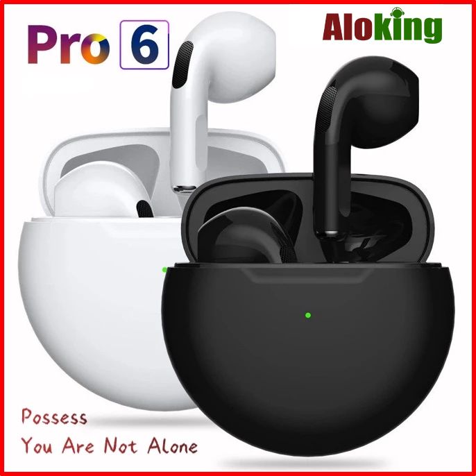 Aloking Pro6 TWS Bluetooth Earbuds Wireless Bluetooth Earphone Touch Control 9d Stereo Headset Build-in MIC earphones bluetooth original Cartoon pattern Cute Wireless Earphone Gaming Earbuds Airpods