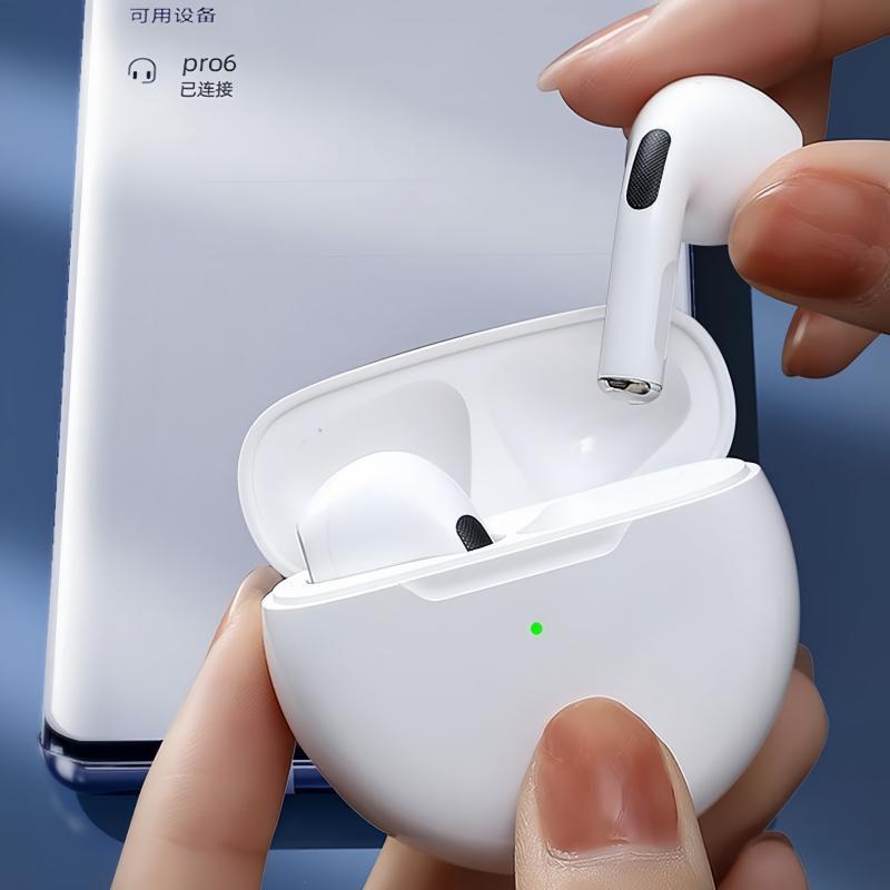 Aloking Pro6 TWS Bluetooth Earbuds Wireless Bluetooth Earphone Touch Control 9d Stereo Headset Build-in MIC earphones bluetooth original Cartoon pattern Cute Wireless Earphone Gaming Earbuds Airpods