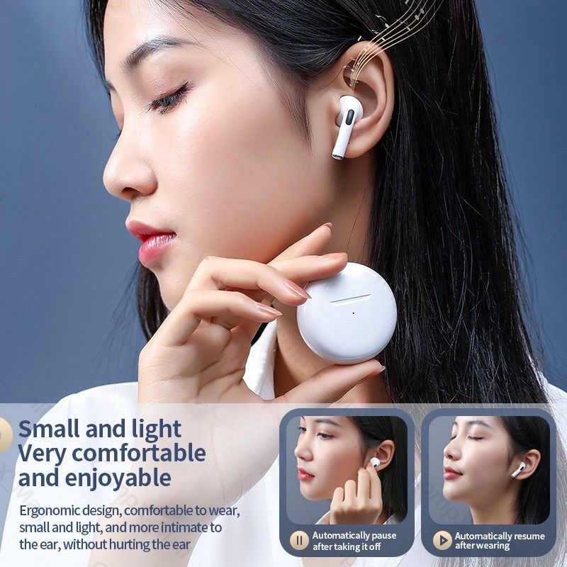 Aloking Pro6 TWS Bluetooth Earbuds Wireless Bluetooth Earphone Touch Control 9d Stereo Headset Build-in MIC earphones bluetooth original Cartoon pattern Cute Wireless Earphone Gaming Earbuds Airpods