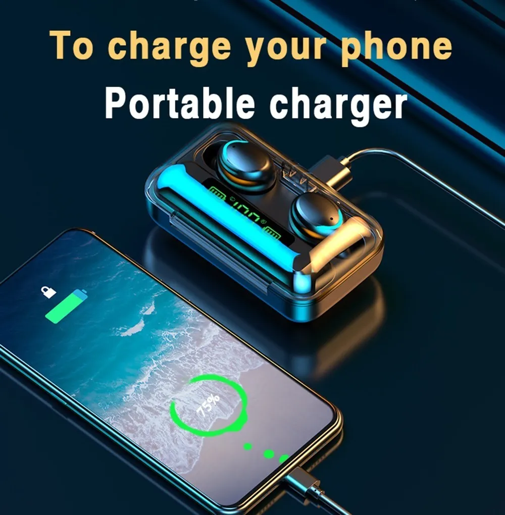 Aloking Bluetooth Earphones In-Ear TWS Earphone Bluetooth Wireless Headphone Earpods For Android Waterproof Wireless Earbuds Headset With Mic 9D HIFI noise Canceling Bluetooth headset gaming Earpods