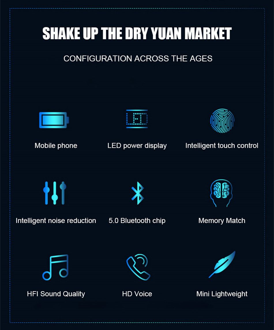 Aloking Bluetooth Earphones In-Ear TWS Earphone Bluetooth Wireless Headphone Earpods For Android Waterproof Wireless Earbuds Headset With Mic 9D HIFI noise Canceling Bluetooth headset gaming Earpods