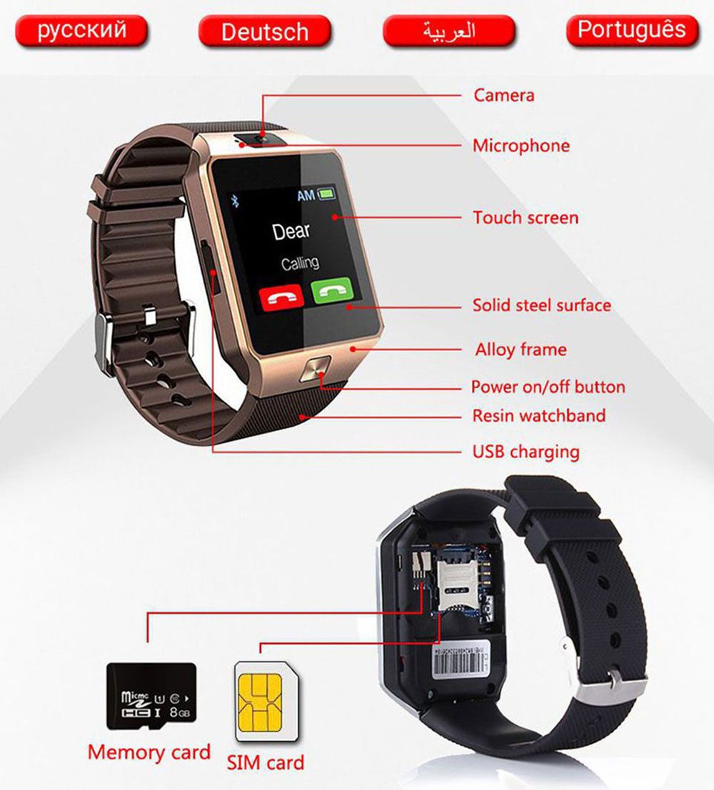 Bluetooth Smart Watch With Camera Women Men Smart watch With SIM TF Card Slot Fitness Activity Tracker Sport Watch Android Watches Kids Smart watch Sports Watch Men's Smartwatch Women Wrist Watch