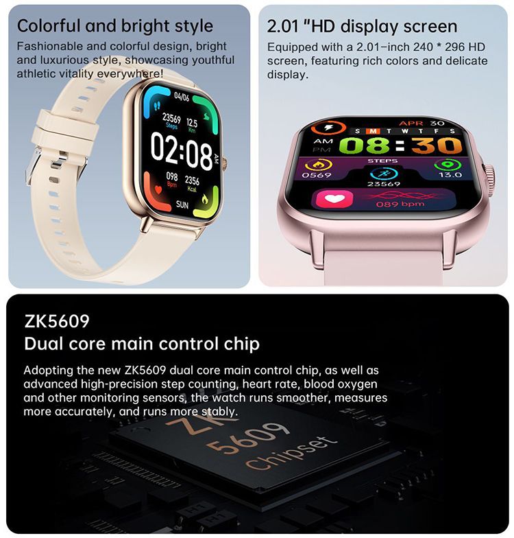 Z15 Smartwatch 2.01 Inch Screen Health Monitoring Watches IP67 Waterproof Sport Fitness Smart Watch For Men Smart Watch For Women Sports Watch Couple Watch Smart Bracelet Men's Smartwatch Ladies Watch