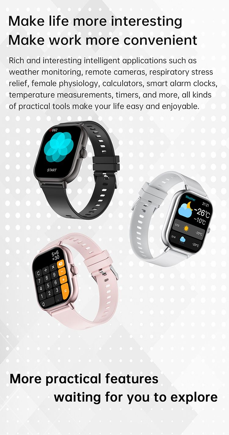 Z15 Smartwatch 2.01 Inch Screen Health Monitoring Watches IP67 Waterproof Sport Fitness Smart Watch For Men Smart Watch For Women Sports Watch Couple Watch Smart Bracelet Men's Smartwatch Ladies Watch