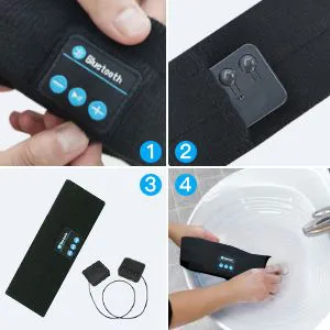 Aloking Bluetooth Earphones Sports Earphone Sleeping Headband Elastic Wireless Headphones Music Eye Mask Wireless Bluetooth Headset Headband Sleep Headphones Sweat inhalation Sports Headband Headwear