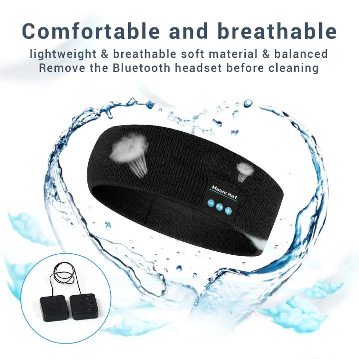 Aloking Sports Headband Earphone Bluetooth Earphones Sleeping Headband Elastic Wireless Headphones Music Call Eye Mask Wireless Bluetooth Headset Music Hat Sleep Headphones Sports Headband Headwear