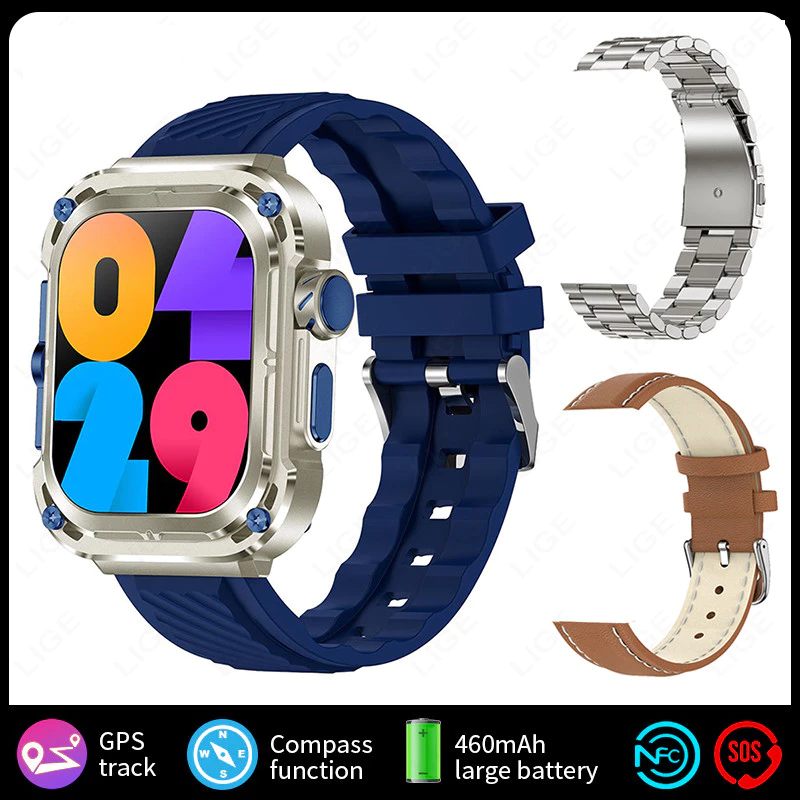 3-in-1 Z85 Max Smart Watch Men Bluetooth Call Dynamic Island Heart Rate Health Monitoring GPS Outdoor Sports Fitness Tracker Men's Smart Watch IP68 waterproof Smart watch Military Smart Watch For Men