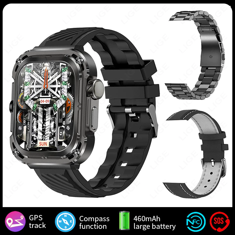 3-in-1 Z85 Max Smart Watch Men Bluetooth Call Dynamic Island Heart Rate Health Monitoring GPS Outdoor Sports Fitness Tracker Men's Smart Watch IP68 waterproof Smart watch Military Smart Watch For Men