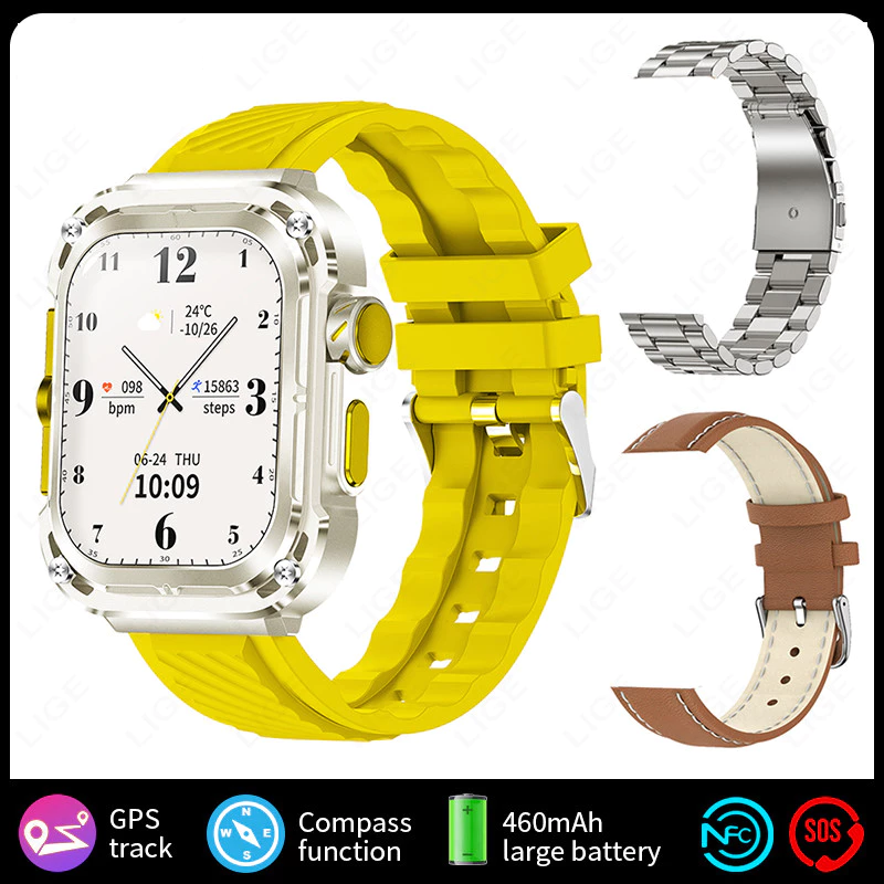 3-in-1 Z85 Max Smart Watch Men Bluetooth Call Dynamic Island Heart Rate Health Monitoring GPS Outdoor Sports Fitness Tracker Men's Smart Watch IP68 waterproof Smart watch Military Smart Watch For Men