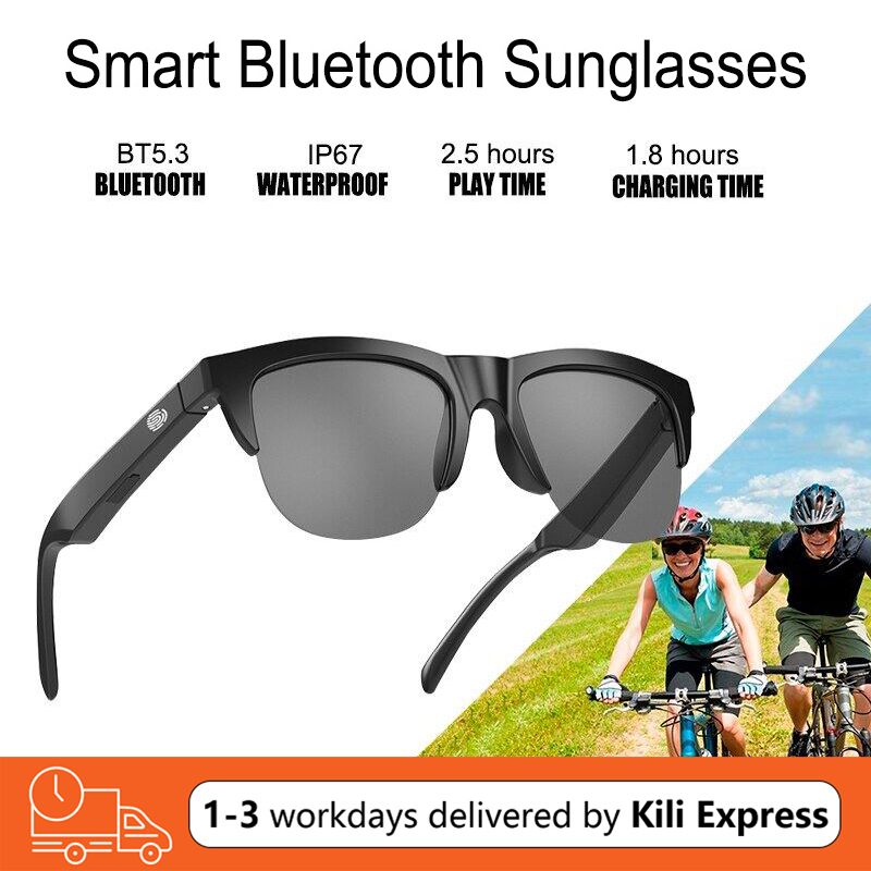 Smart Sunglasses F06 Smart Music Bluetooth 5.3 Glasses Anti-Blu-ray Stereo Double Speaker Touch Wireless Sunglasses HiFi Stereo Sound Wireless Headphone Bluetooth Headset Smart Glasses Men Sunglasses