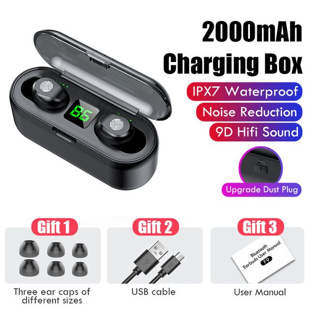 F9 Bluetooth Headphones Bluetooth Headset Sport Noise Reduction In-ear Wireless Earbuds F9-2 F9-3 F9-5 F9-6 F9-32 TWS True Wireless Stereo Wireless Earphone With Mic Bluetooth Earpods Gaming Earbuds