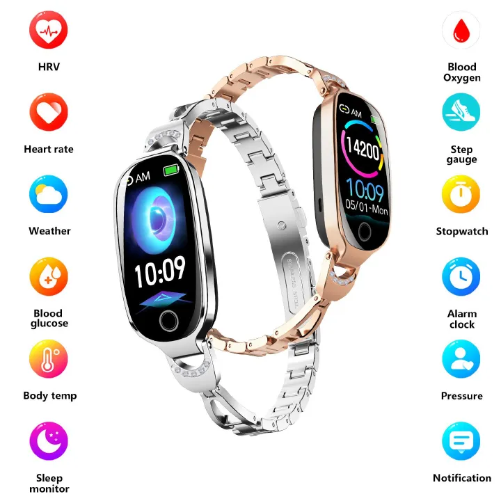 woman smartwatches Bluetooth call Heart Rate Monitor 1.1'' Full Touch Screen Stainless Steel Strap Waterproof Smart watch Fitness Sports Watches Smart Watch For Women ladies watches women gifts