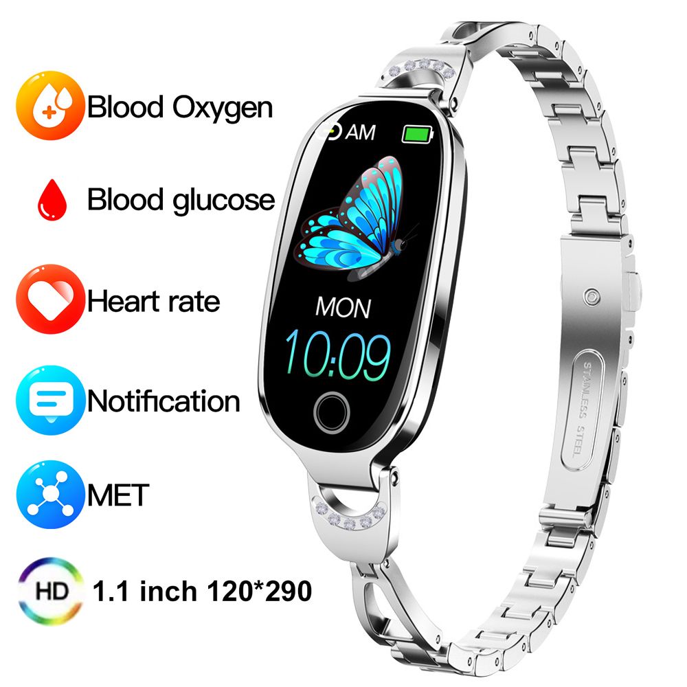 woman smartwatches Bluetooth call Heart Rate Monitor 1.1'' Full Touch Screen Stainless Steel Strap Waterproof Smart watch Fitness Sports Watches Smart Watch For Women ladies watches women gifts