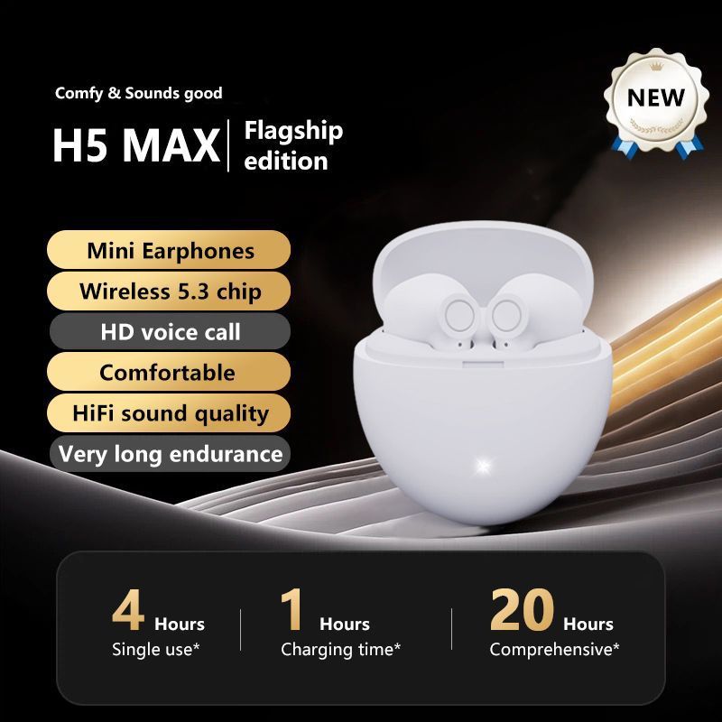 H5 Max Bluetooth 5.3 Headphones TWS Macaron Wireless Headphones High Battery Earbuds Bluetooth Earphones Wireless Earphone Bluetooth Earbuds With Mic Noise Cancelling Waterproof Earpods Wireless Pods