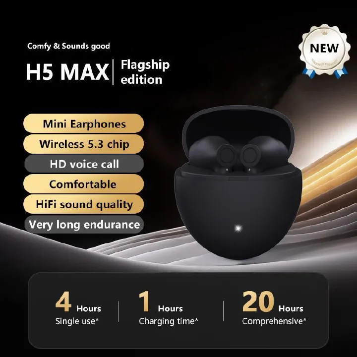 H5 Max Bluetooth 5.3 Headphones TWS Macaron Wireless Headphones High Battery Earbuds Bluetooth Earphones Wireless Earphone Bluetooth Earbuds With Mic Noise Cancelling Waterproof Earpods Wireless Pods